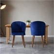 Edison Mid-Century Modern Velvet Dining Chair in Navy Blue (Set of 2)