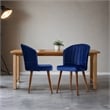 Edison Mid-Century Modern Velvet Dining Chair in Navy Blue (Set of 2)