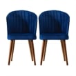 Edison Mid-Century Modern Velvet Dining Chair in Navy Blue (Set of 2)