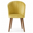 Edison Mid-Century Modern Velvet Dining Chair in Dark Yellow (Set of 2)