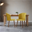 Edison Mid-Century Modern Velvet Dining Chair in Dark Yellow (Set of 2)
