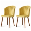 Edison Mid-Century Modern Velvet Dining Chair in Dark Yellow (Set of 2)