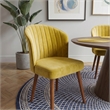 Edison Mid-Century Modern Velvet Dining Chair in Dark Yellow (Set of 2)