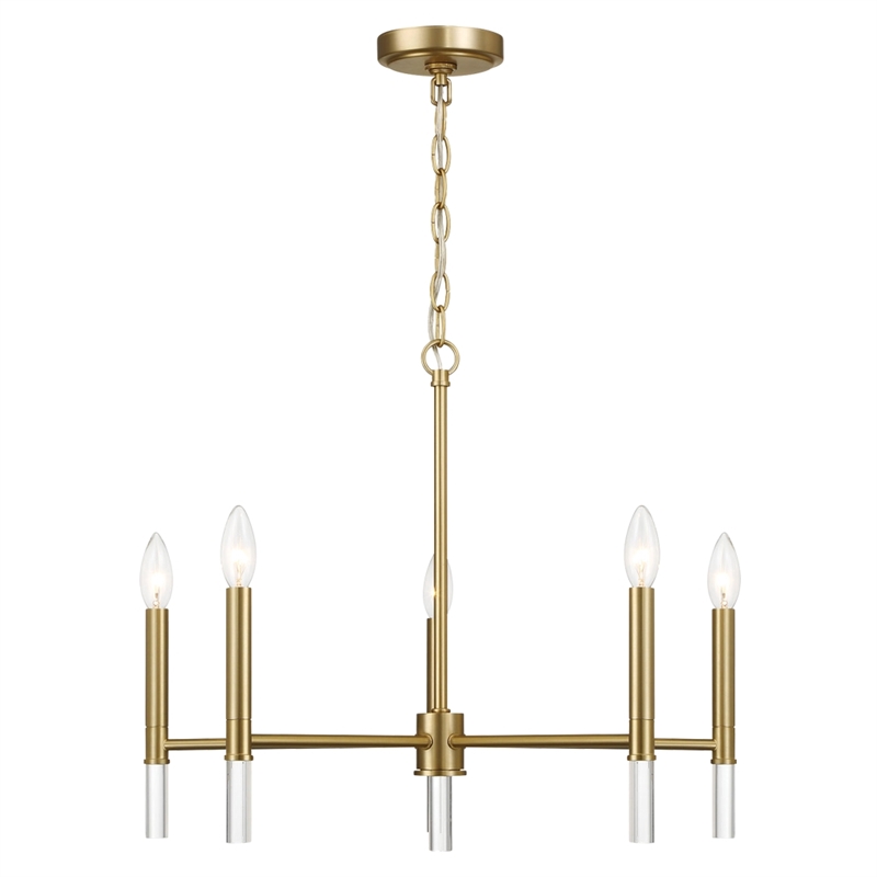 Solpex Elegant 5-Light Metal Chandelier with Satin Brass Finish
