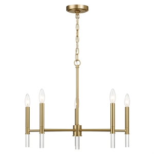 Solpex Elegant 5-Light Metal Chandelier with Satin Brass Finish
