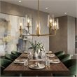 Moderna 5-Light Satin Brass Metal Chandelier with Seeded Glass Shades