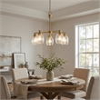 North Gold Brass 5-Light Metal Chandelier with Clear Water Glass Shades