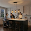 Frigo Three-Light Rattan Pendant Black Lamp Farmhouse Island Light Fixture