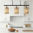Frigo Three-Light Rattan Pendant Black Lamp Farmhouse Island Light Fixture