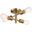 Brighton Gold Metal Brass 4-Light Semi-Flush Mount Ceiling Light