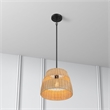 Humana 1-Light Rattan Pendant with Black Metal Finish