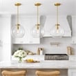Austina Satin Brass Metal Pendant with Clear Glass Shade
