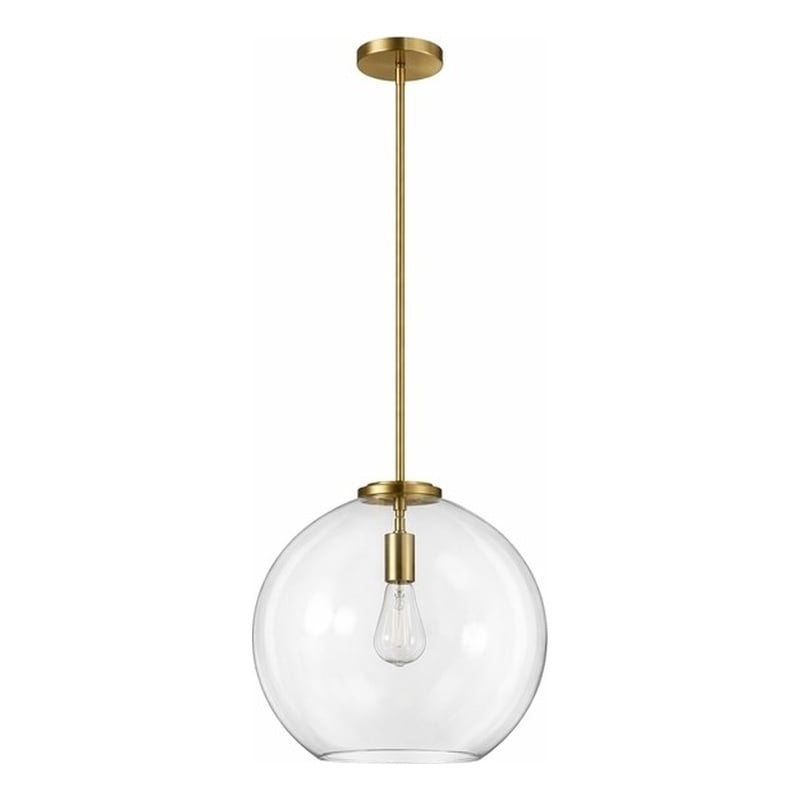Austina Satin Brass Metal Pendant with Clear Glass Shade