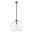 Austina Satin Brass Metal Pendant with Clear Glass Shade