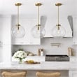Austina Satin Brass Metal Pendant with Clear Glass Shade