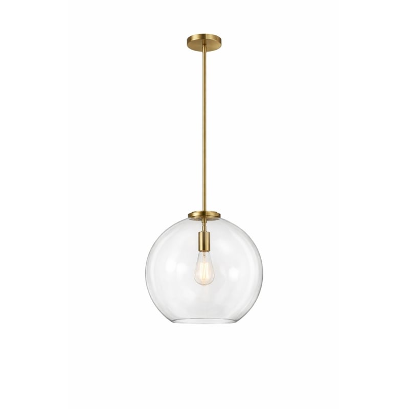 Austina Satin Brass Metal Pendant with Clear Glass Shade