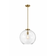 Austina Satin Brass Metal Pendant with Clear Glass Shade