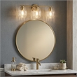 Reri 3-Light Metal Vanity Fixture with Clear Glass and Satin Brass Finish