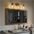 Reri 3-Light Metal Vanity Fixture with Clear Glass and Satin Brass Finish