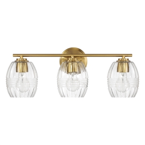 Reri 3-Light Metal Vanity Fixture with Clear Glass and Satin Brass Finish