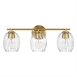 Reri 3-Light Metal Vanity Fixture with Clear Glass and Satin Brass Finish