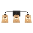 Venti Three-Light Rattan Wall Sconce with Black Metal Finish