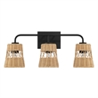 Venti Three-Light Rattan Wall Sconce with Black Metal Finish