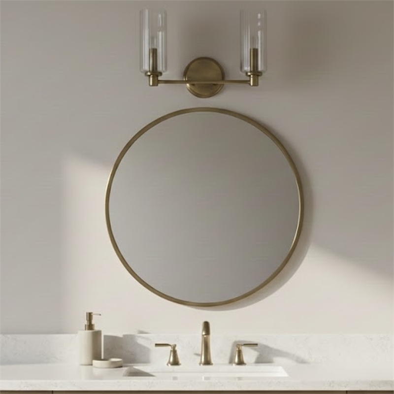 Azur Sophisticated Dual-Light Metal Wall Sconce with Satin Brass Finish