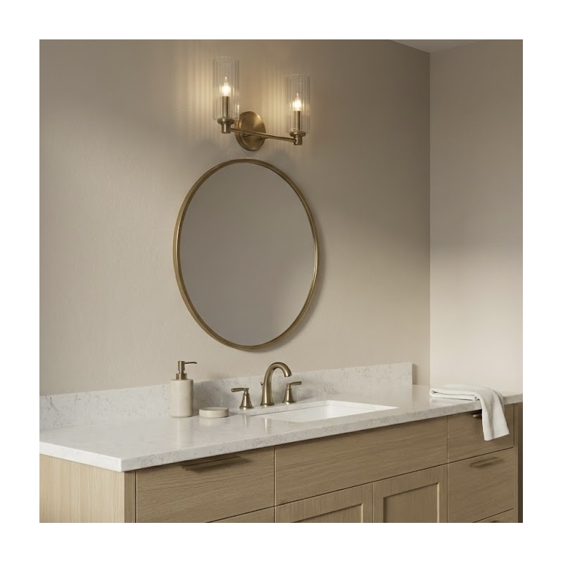 Azur Sophisticated Dual-Light Metal Wall Sconce with Satin Brass Finish