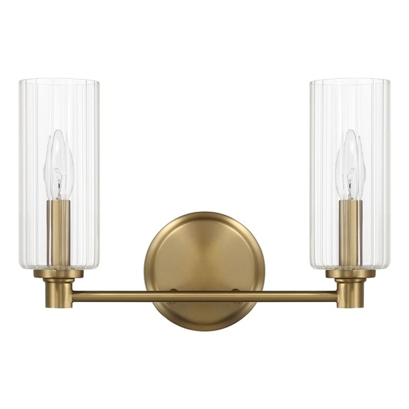 Azur Sophisticated Dual-Light Metal Wall Sconce with Satin Brass Finish