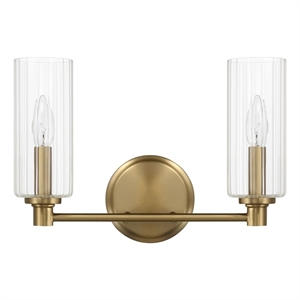 Azur Sophisticated Dual-Light Metal Wall Sconce with Satin Brass Finish