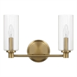 Azur Sophisticated Dual-Light Metal Wall Sconce with Satin Brass Finish