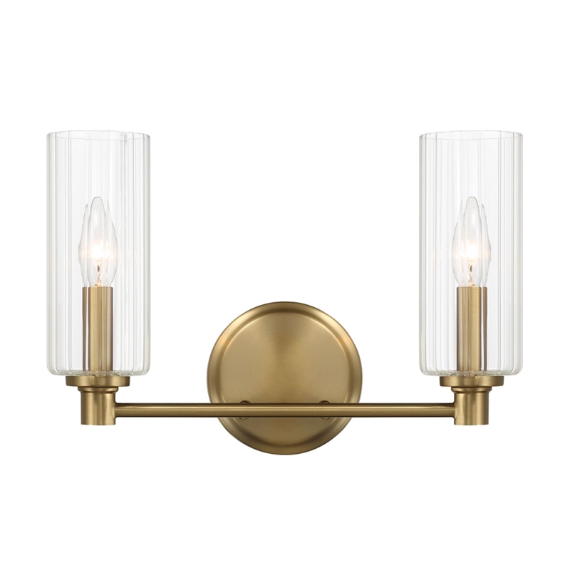 Azur Sophisticated Dual-Light Metal Wall Sconce with Satin Brass Finish
