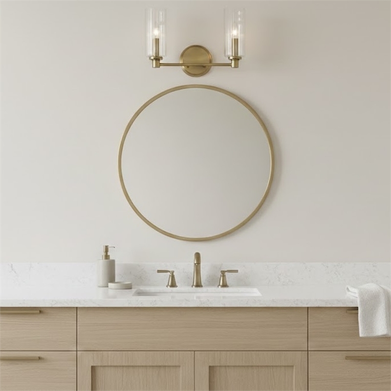 Azur Sophisticated Dual-Light Metal Wall Sconce with Satin Brass Finish