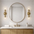 Vavo Double-Light Metal Wall Sconce in Satin Brass Finish