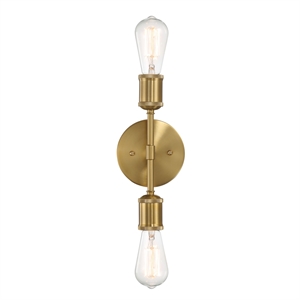 Vavo Double-Light Metal Wall Sconce in Satin Brass Finish