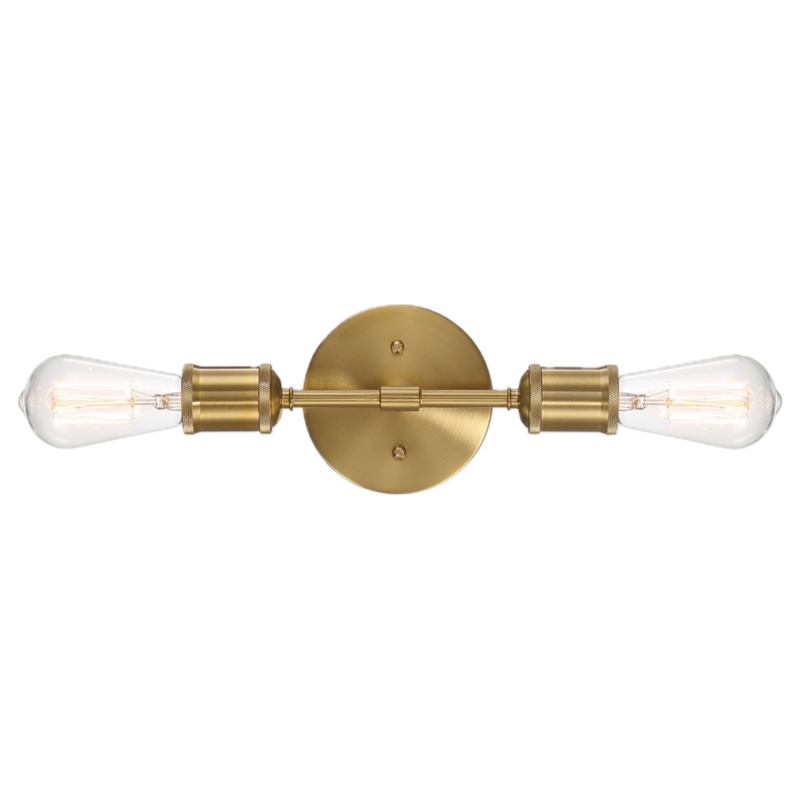 Vavo Double-Light Metal Wall Sconce in Satin Brass Finish