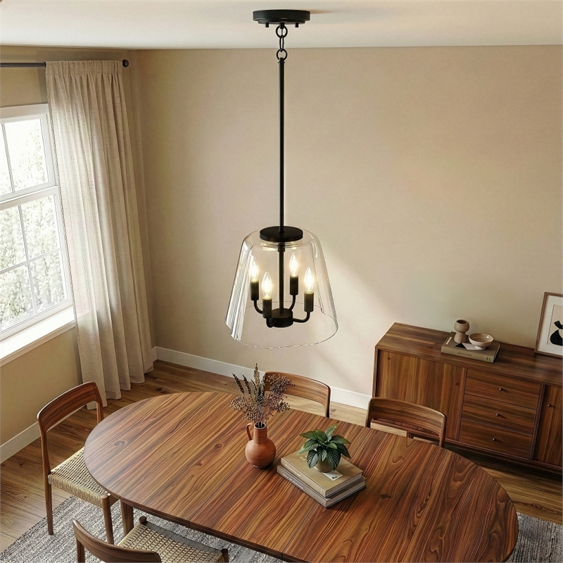 Seeut Metal Pendant Light with Clear Glass and Black Finish