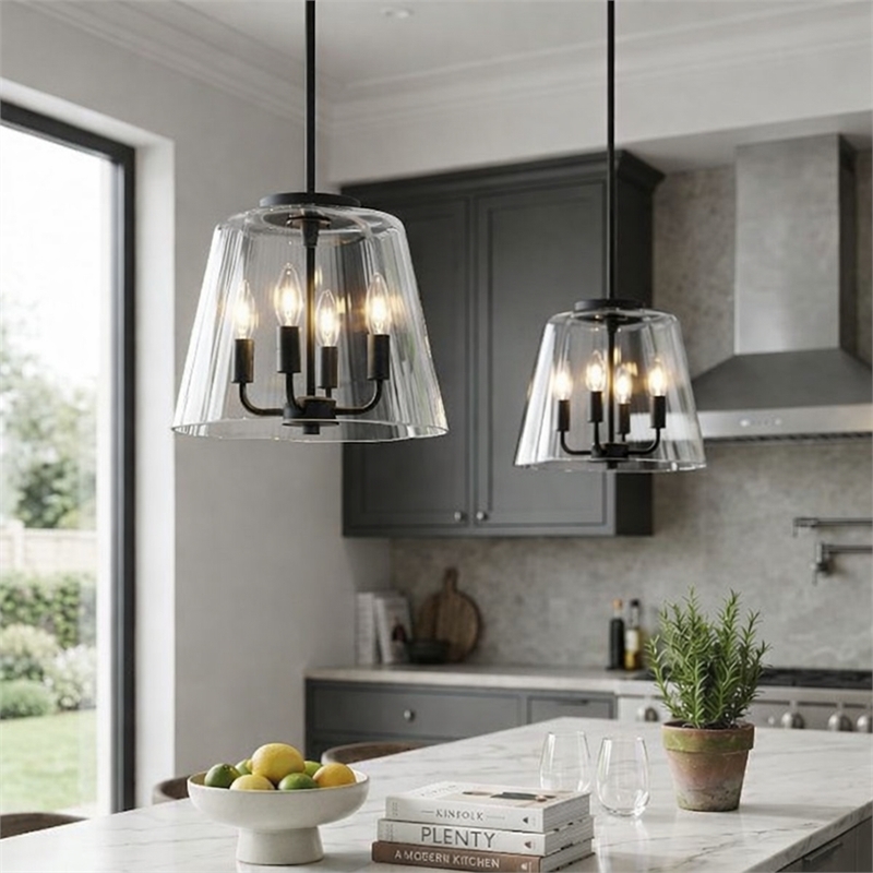 Seeut Metal Pendant Light with Clear Glass and Black Finish