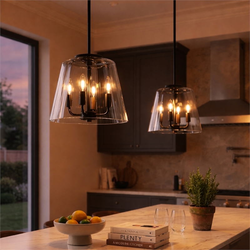 Seeut Metal Pendant Light with Clear Glass and Black Finish