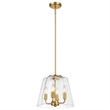 Donut 4-Light Metal Pendant with Satin Brass Finish and Clear Glass Shade