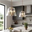 Donut 4-Light Metal Pendant with Satin Brass Finish and Clear Glass Shade