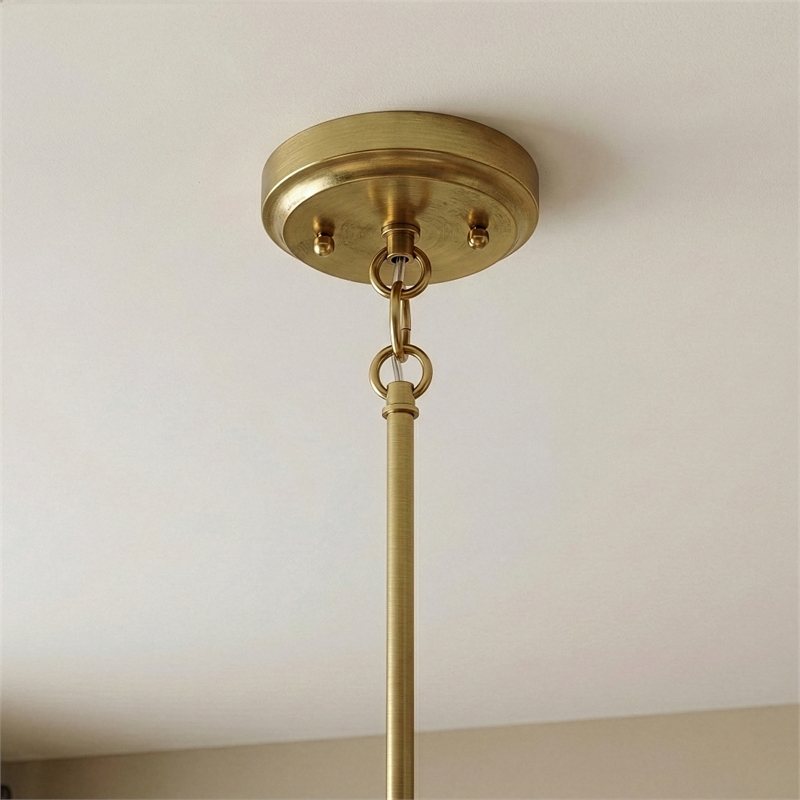 Donut 4-Light Metal Pendant with Satin Brass Finish and Clear Glass Shade