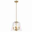 Donut 4-Light Metal Pendant with Satin Brass Finish and Clear Glass Shade