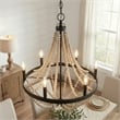 Skali 6-Light Wood Bead Chandelier with Matte Black Finish