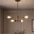Ermart Four-Light Modern Metal Pendant with Satin Brass Finish