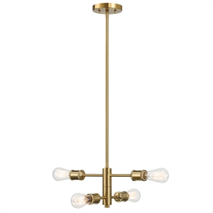 Ermart Four-Light Modern Metal Pendant with Satin Brass Finish