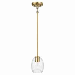 Fonex Single Metal Pendant Light with Clear Glass and Satin Brass Finish