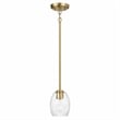 Fonex Single Metal Pendant Light with Clear Glass and Satin Brass Finish
