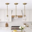 Fonex Single Metal Pendant Light with Clear Glass and Satin Brass Finish